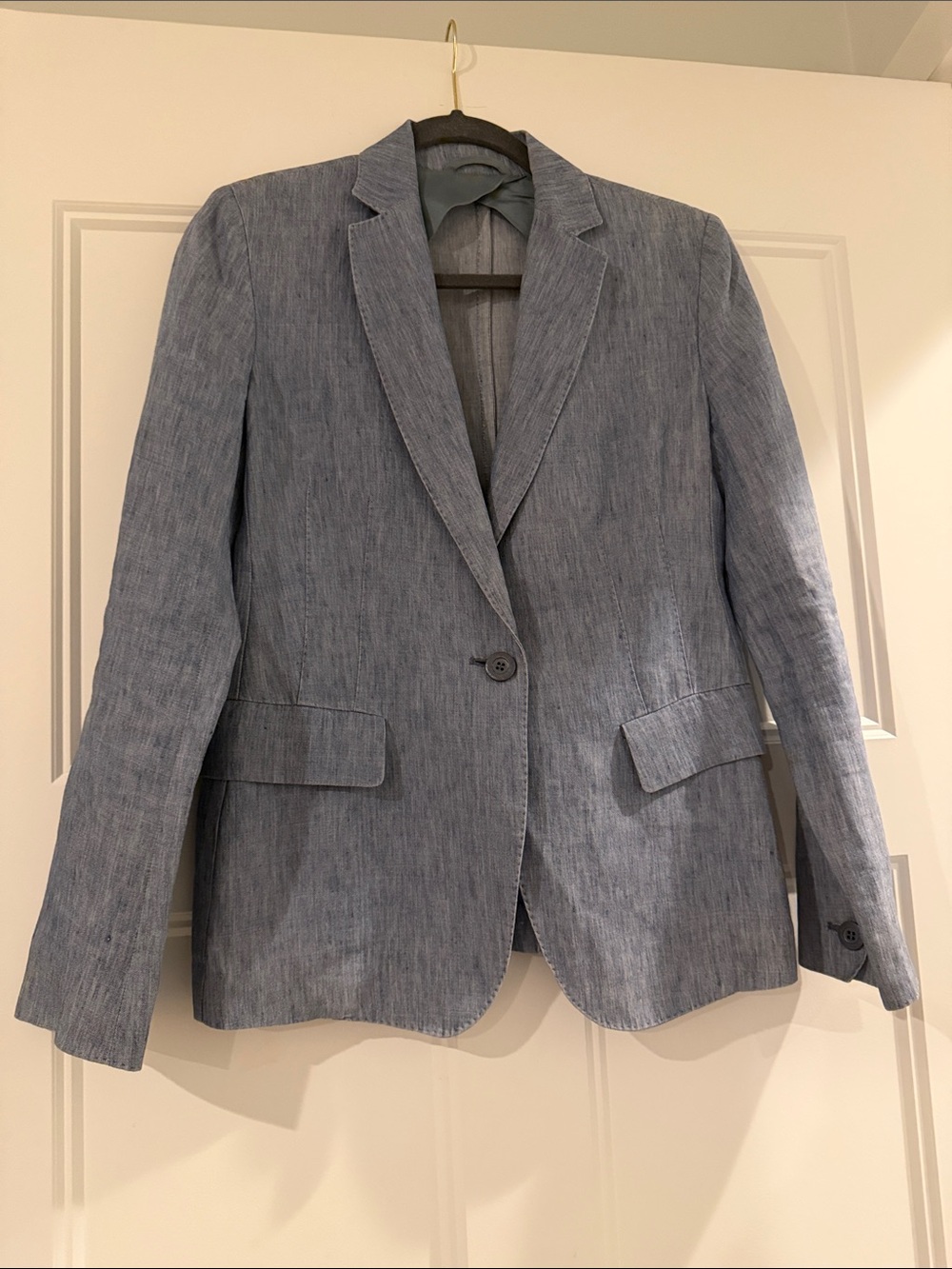 MaxMara Chambray Linen Single-Button Blazer - size 8